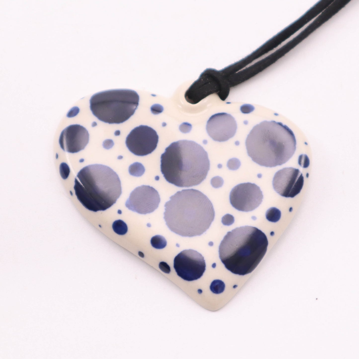 2"x2" Heart Pendant. Pattern: Cobalt Dalmation