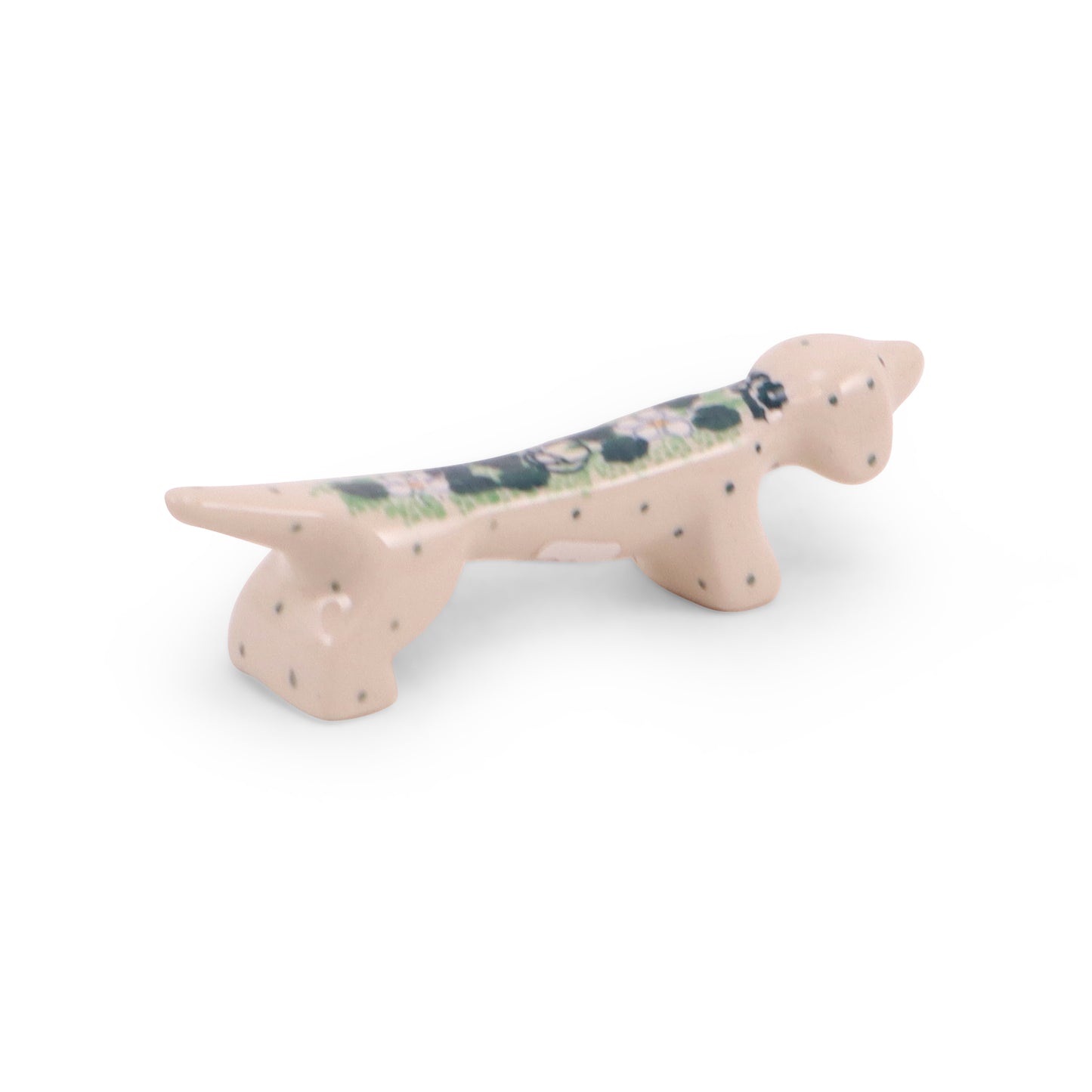 4.5" Long Dog Utensil Stand. Pattern: Irish Spring