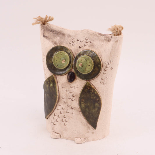 4.5"x7" Owl Figurine. Pattern: Green