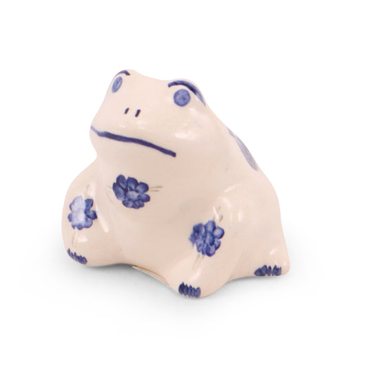3"x2.5"x2.5" Sitting Frog Figurine. Pattern: Cobalt