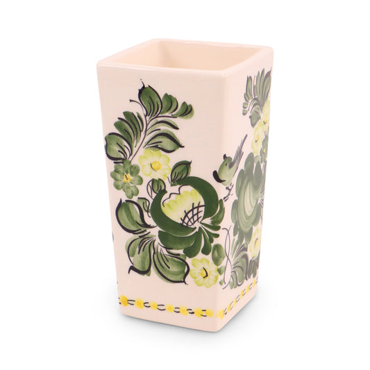 3"x6.5" Rectangular Vase. Pattern: Green