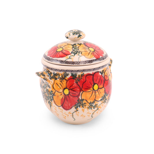 1L Container with Lid. Pattern: Turning Leaves