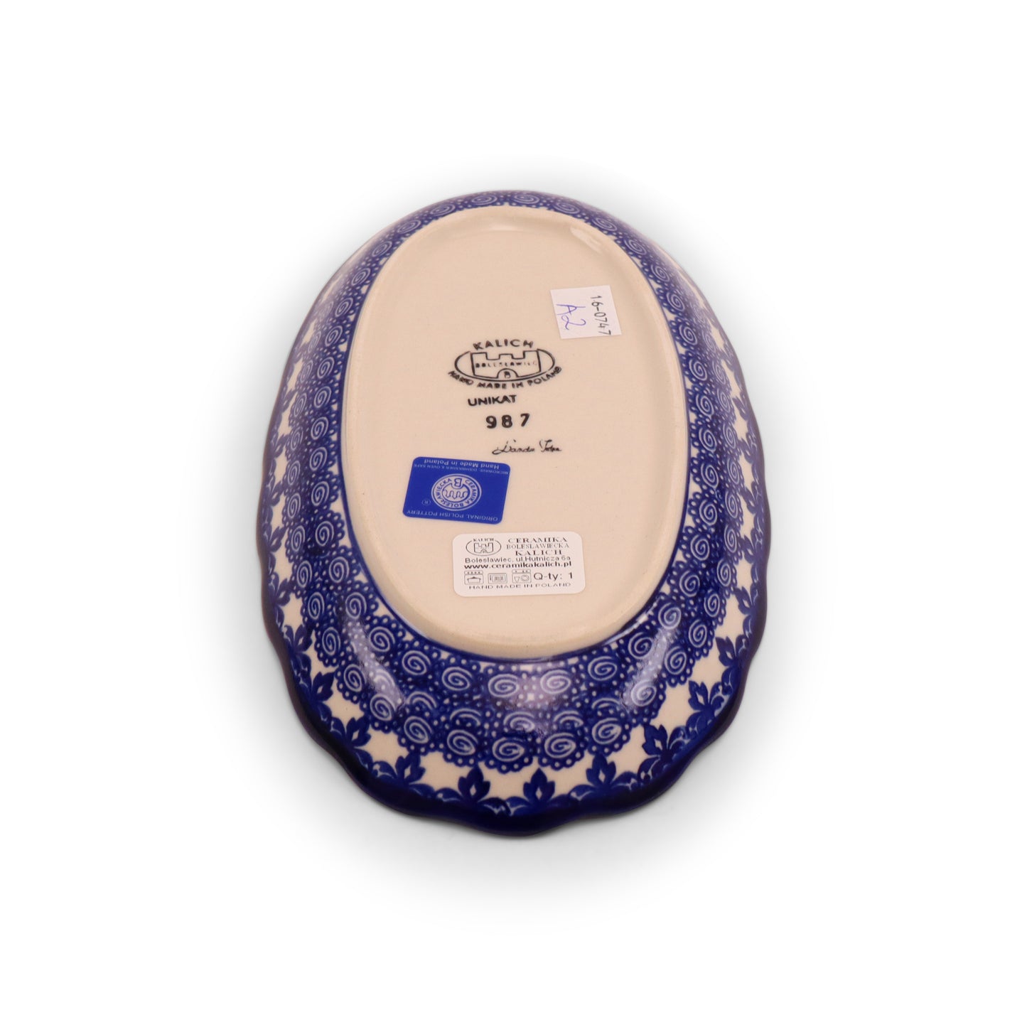 9"x5" Ruffled Oval Tray, Pattern: Hibiscus