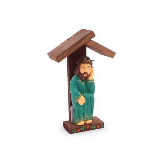 4.5"x8" Wooden Nativity Figurine. Pattern: Green