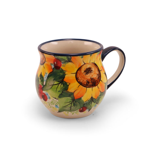 12oz Belly Mug. Pattern: Sunflower Power