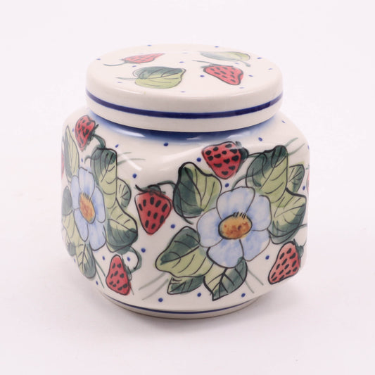 0.5L Small Square Canister. Pattern: Strawberry Shortcake