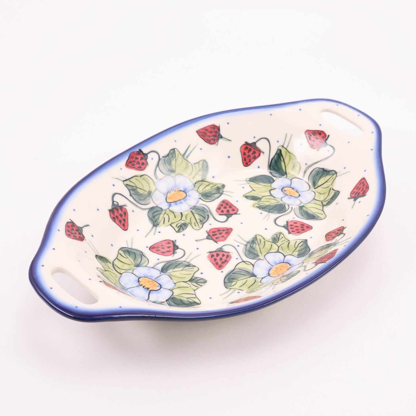 12.5"x8" Oval Dish with Handles. Pattern: Strawberry Shortcake