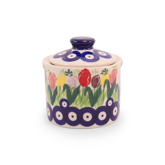 3"x3" Container with Lid. Pattern: Tulip Time