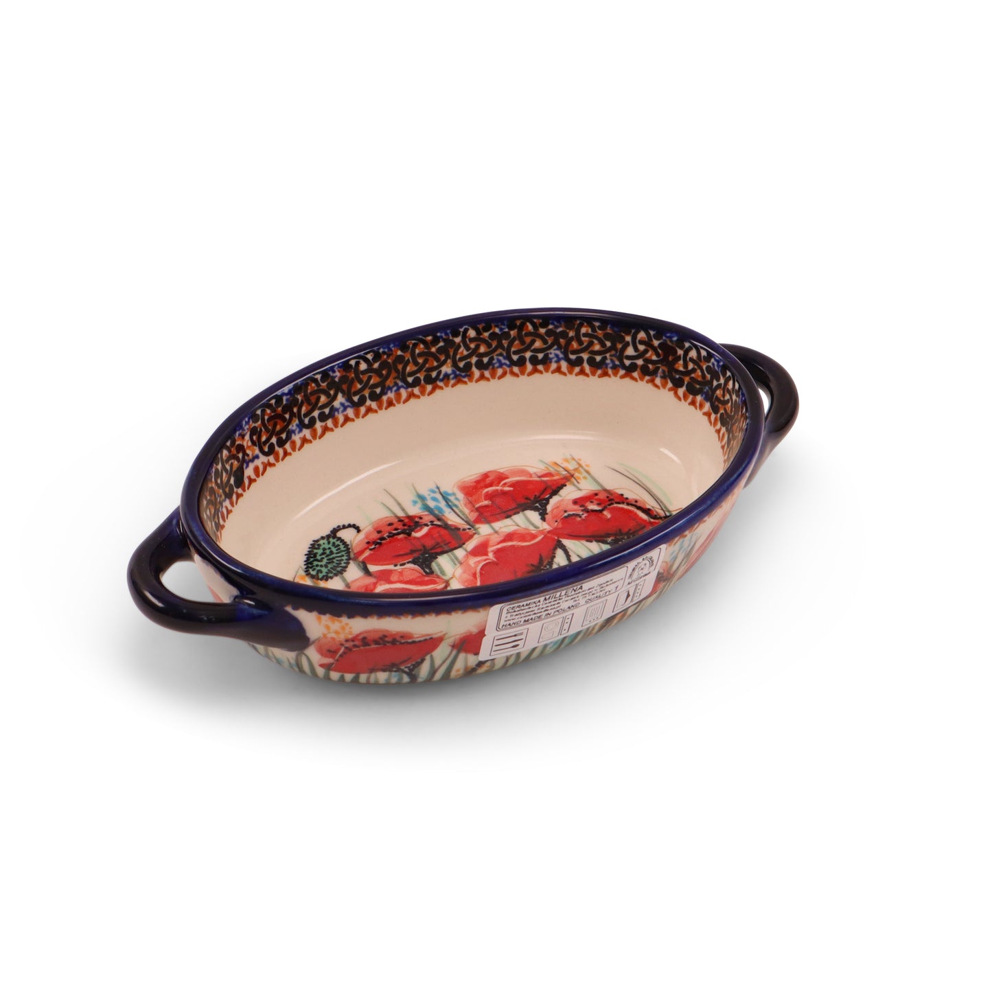 7"x4" Oval Baker with Handles. Pattern: U12