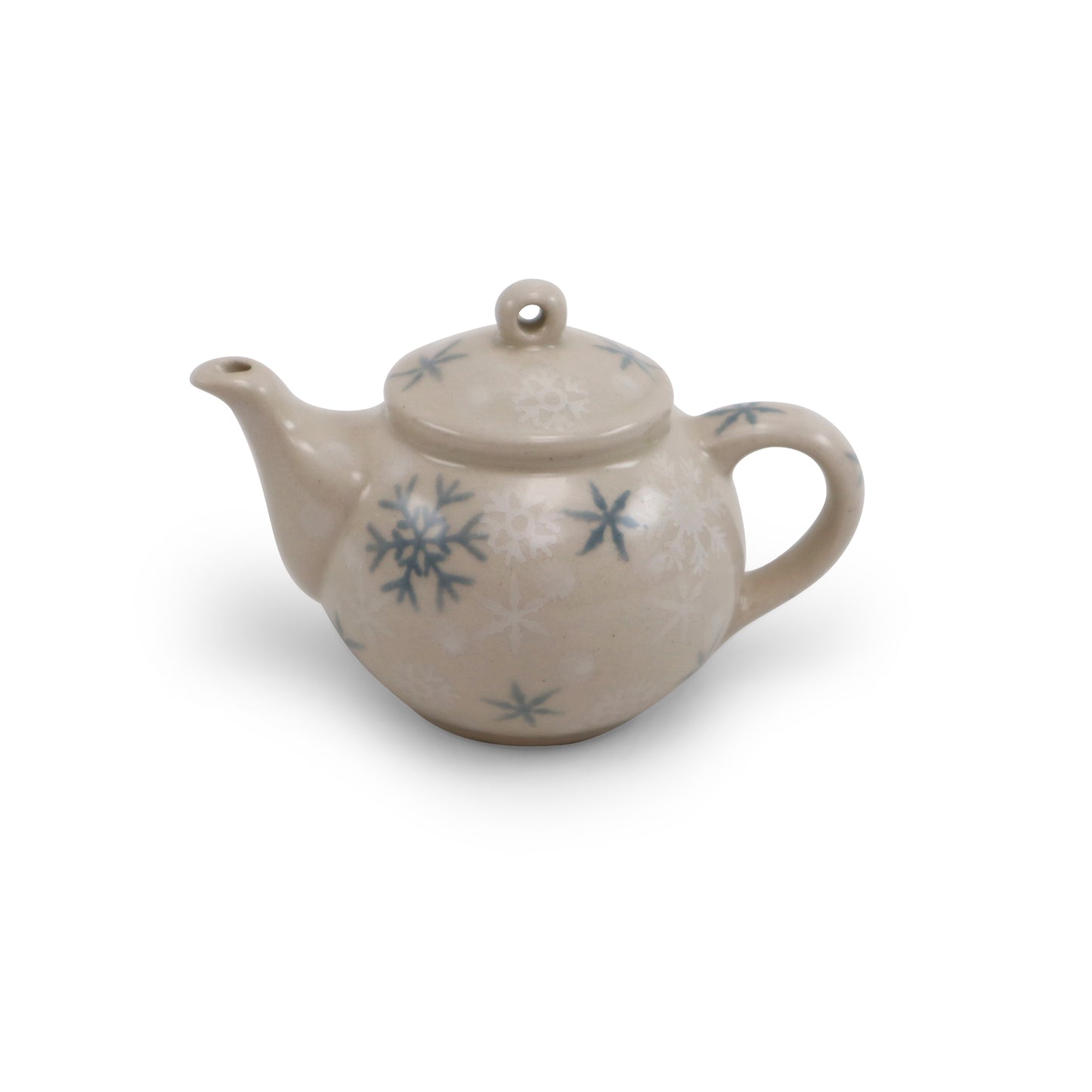 3.5"x2" Teapot Ornament.Pattern: Flakes