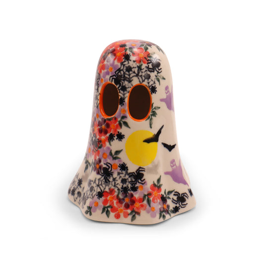 5.5"x5" Ghost Luminary. Pattern: Night of Bats