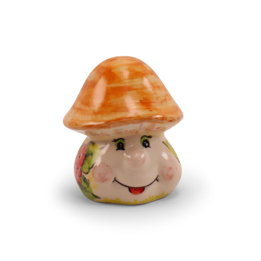 4.5"x4" Mushroom Figurine. Pattern: Happy