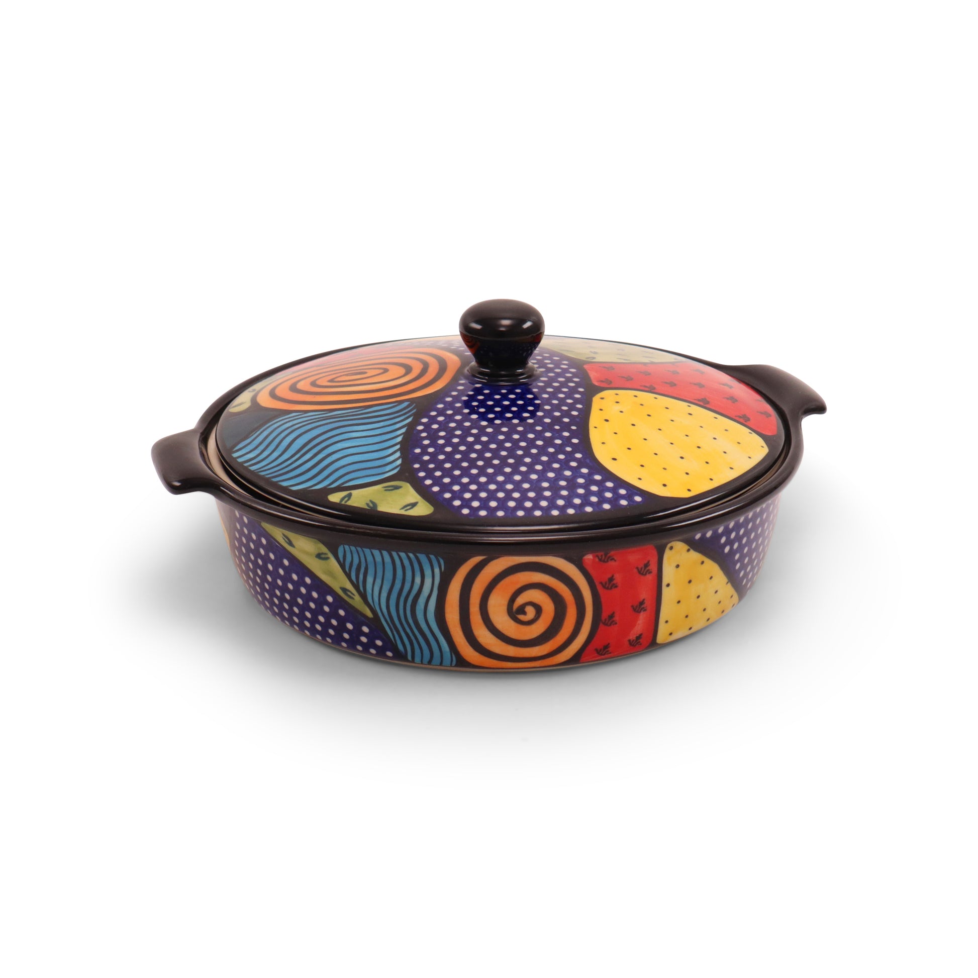9"x2.5" Covered Dish with Handles LE.Pattern: Unity