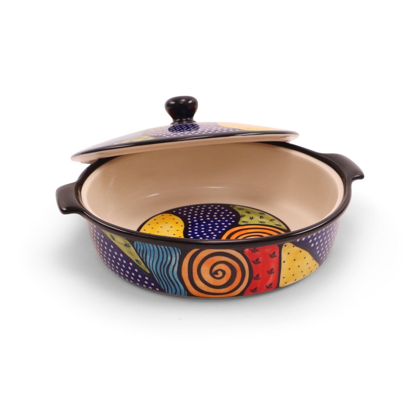 9"x2.5" Covered Dish with Handles LE.Pattern: Unity
