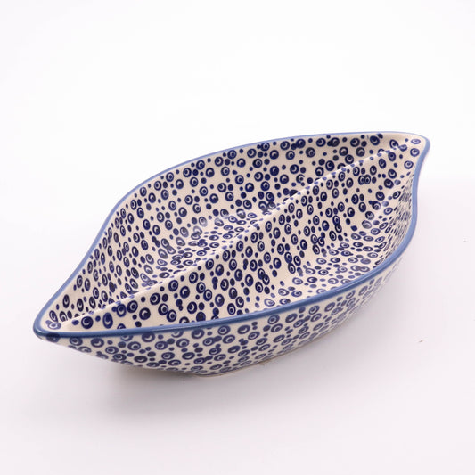 12"x6.5"x2" Divided Dish. Pattern: Circles