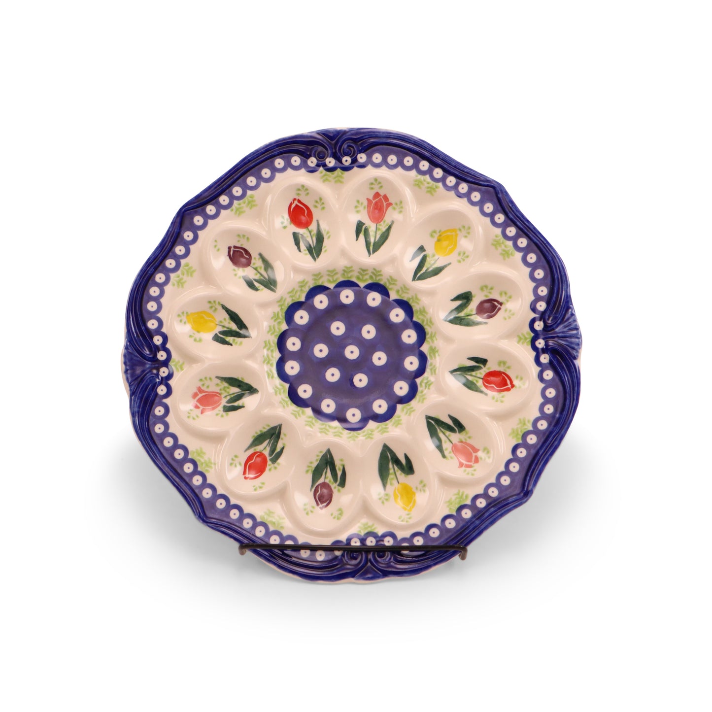 11" Egg Plate. Pattern: Tulip Time