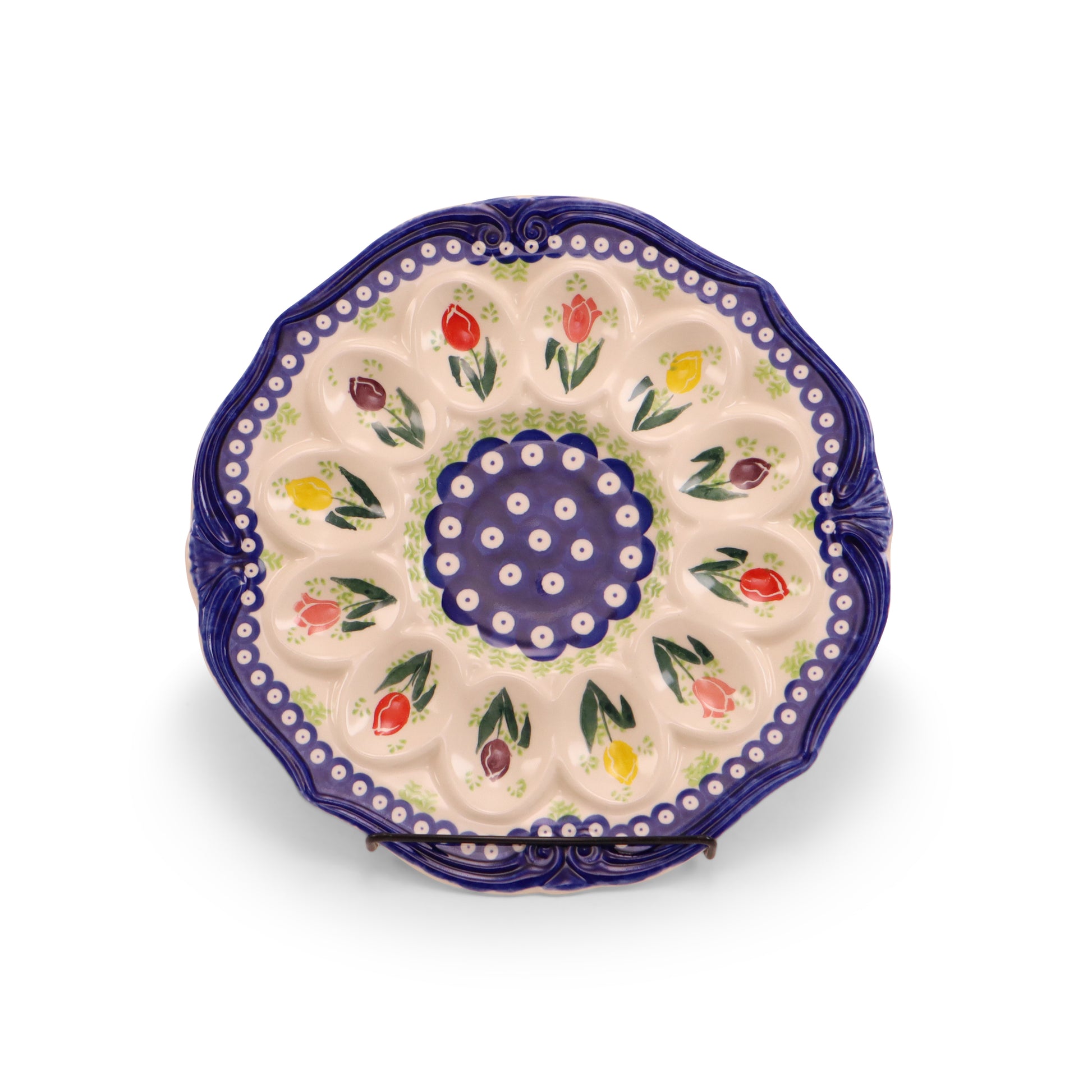 11" Egg Plate. Pattern: Tulip Time
