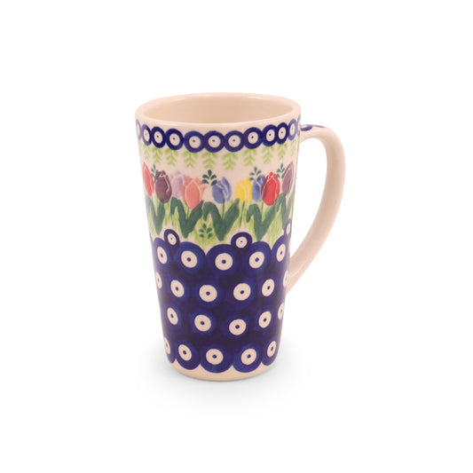12oz Latte Mug. Pattern: Tulip Time