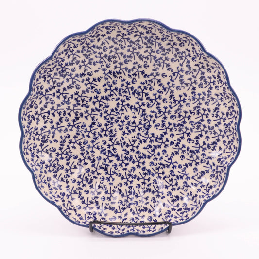 9.5"x2" Scalloped Round Bowl. Pattern: Blue Parsley