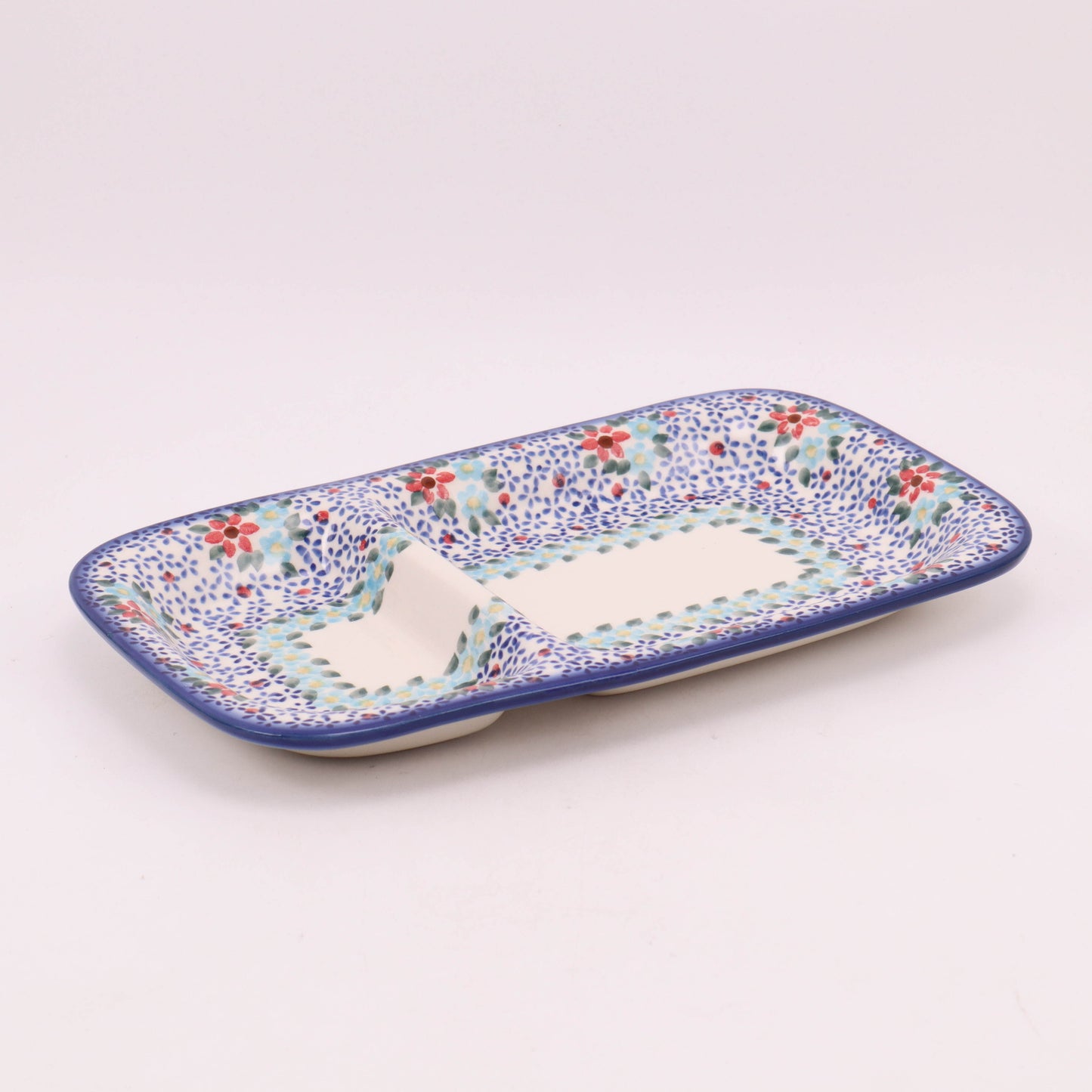 11.5"x6.5" Divided Dish. Pattern: Dainty Petals