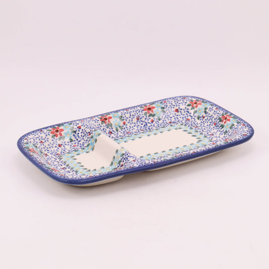 11.5"x6.5" Divided Dish. Pattern: Dainty Petals