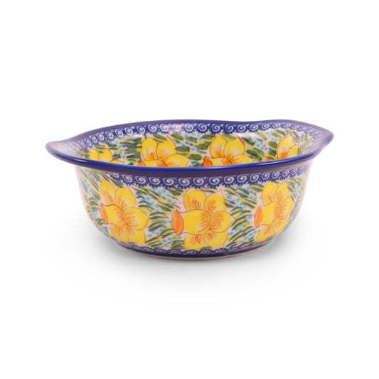6" Bouillon Bowl with Handles. Pattern: Daffodil