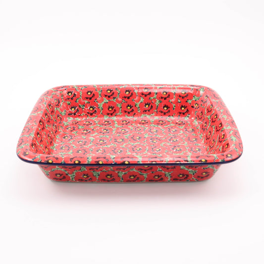 13"x11"x4" Rectangular Baker .Pattern: Scarlet Surroundings