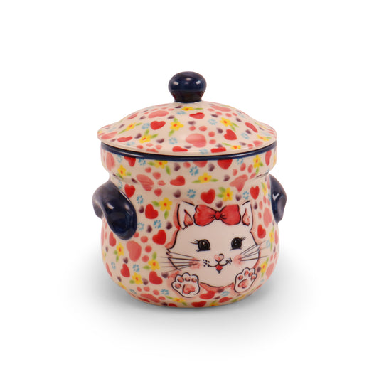 16oz Covered Jar with Handles LE. Pattern: Hi Kitty