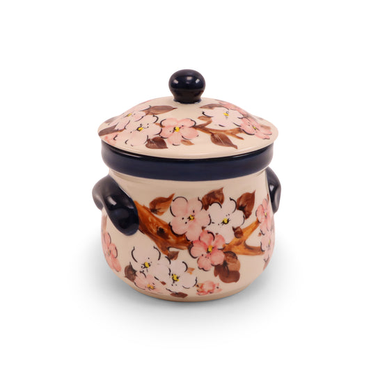 16oz Covered Jar with Handles. Pattern: Spring Blush
