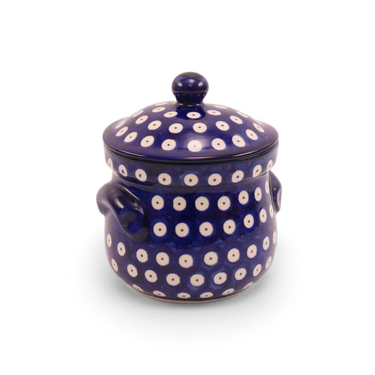 16oz Covered Jar with Handles. Pattern: Owl Eye