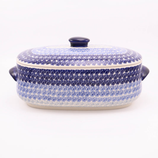 17"x9"x8" Bread Container. Pattern: Cobalt Crocus