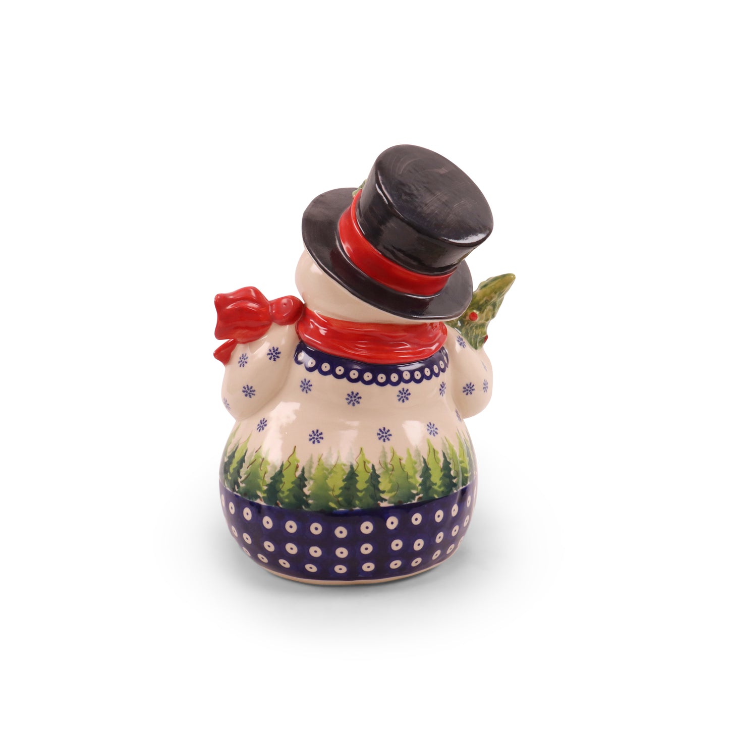 8"x6"x11" Snowman Figurine. Pattern: Fir Forest