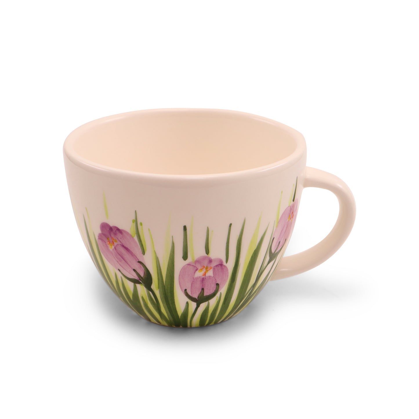 18oz Cappucino Mug. Pattern: Purple Crocus