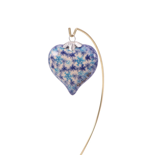 2.5" Heart Ornament. Pattern: Polar Chill