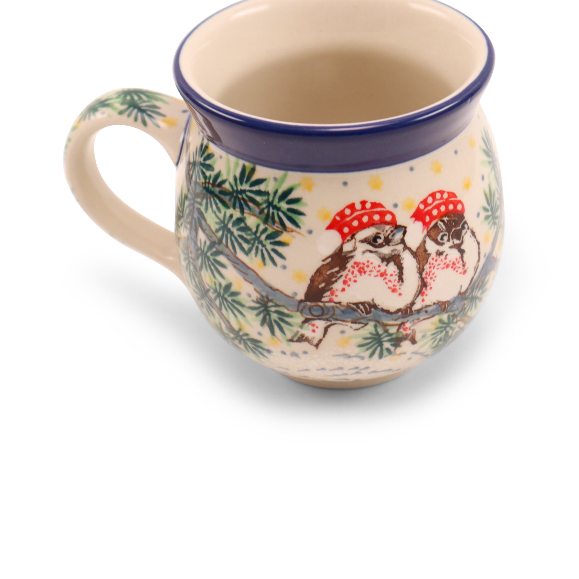 12oz Belly Mug .Pattern: Winter Birds