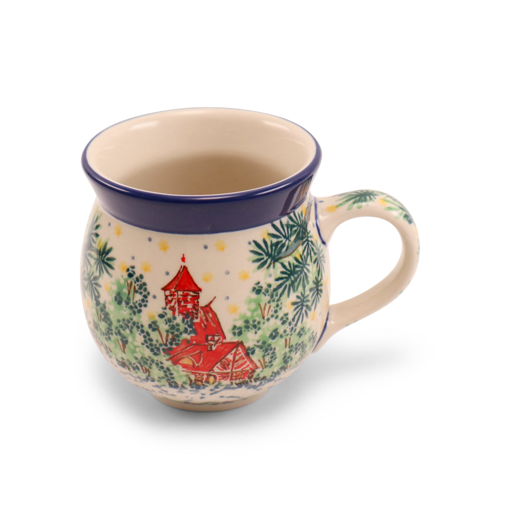 12oz Belly Mug .Pattern: Winter Birds