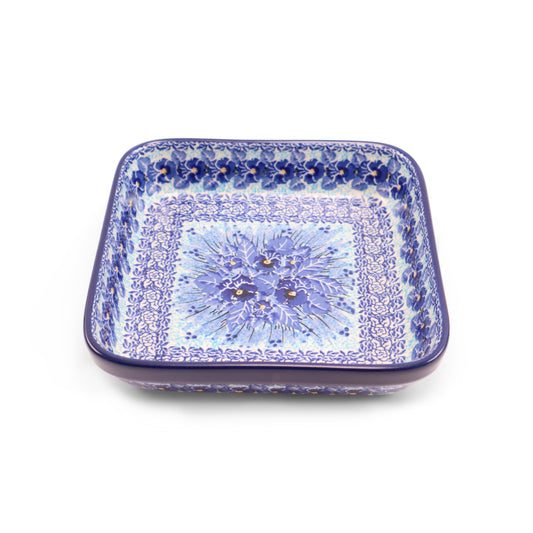 7.5"x7.5" Square Shallow Baker.. Pattern: Perfect Pansy