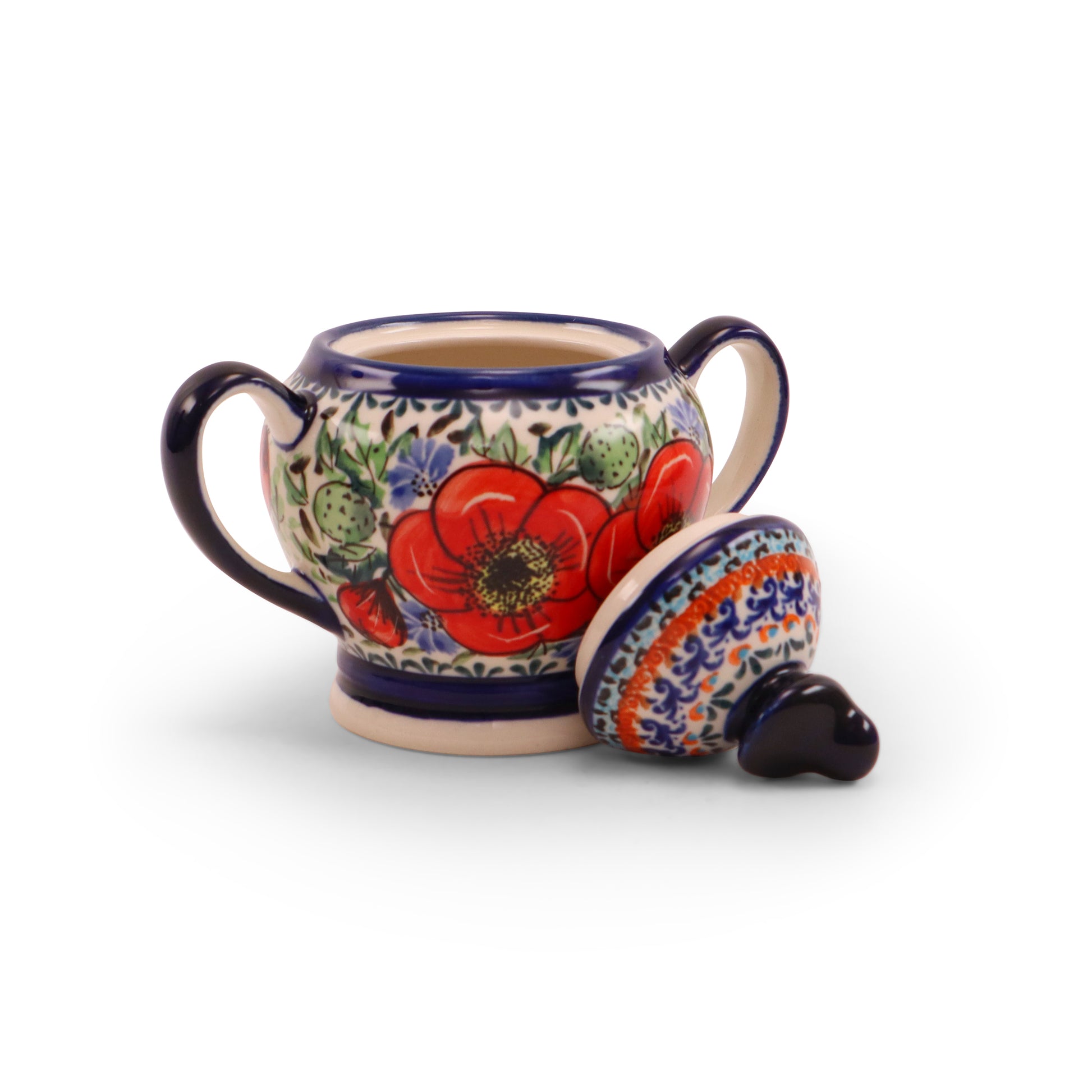 8oz Sugar Bowl. Pattern: Country Poppy