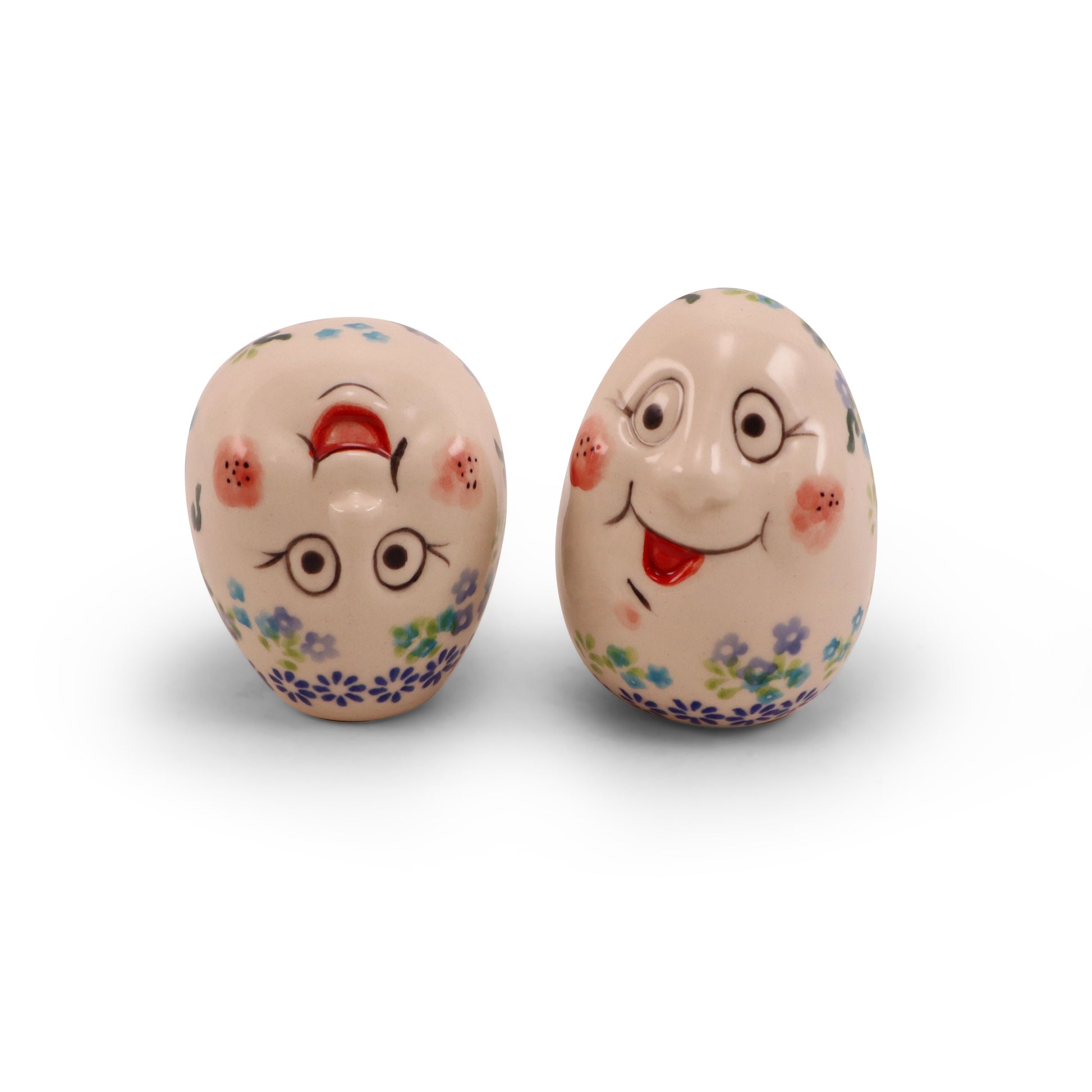 3" Egg Friend Figurine C Set of 2. Pattern: Cornflower