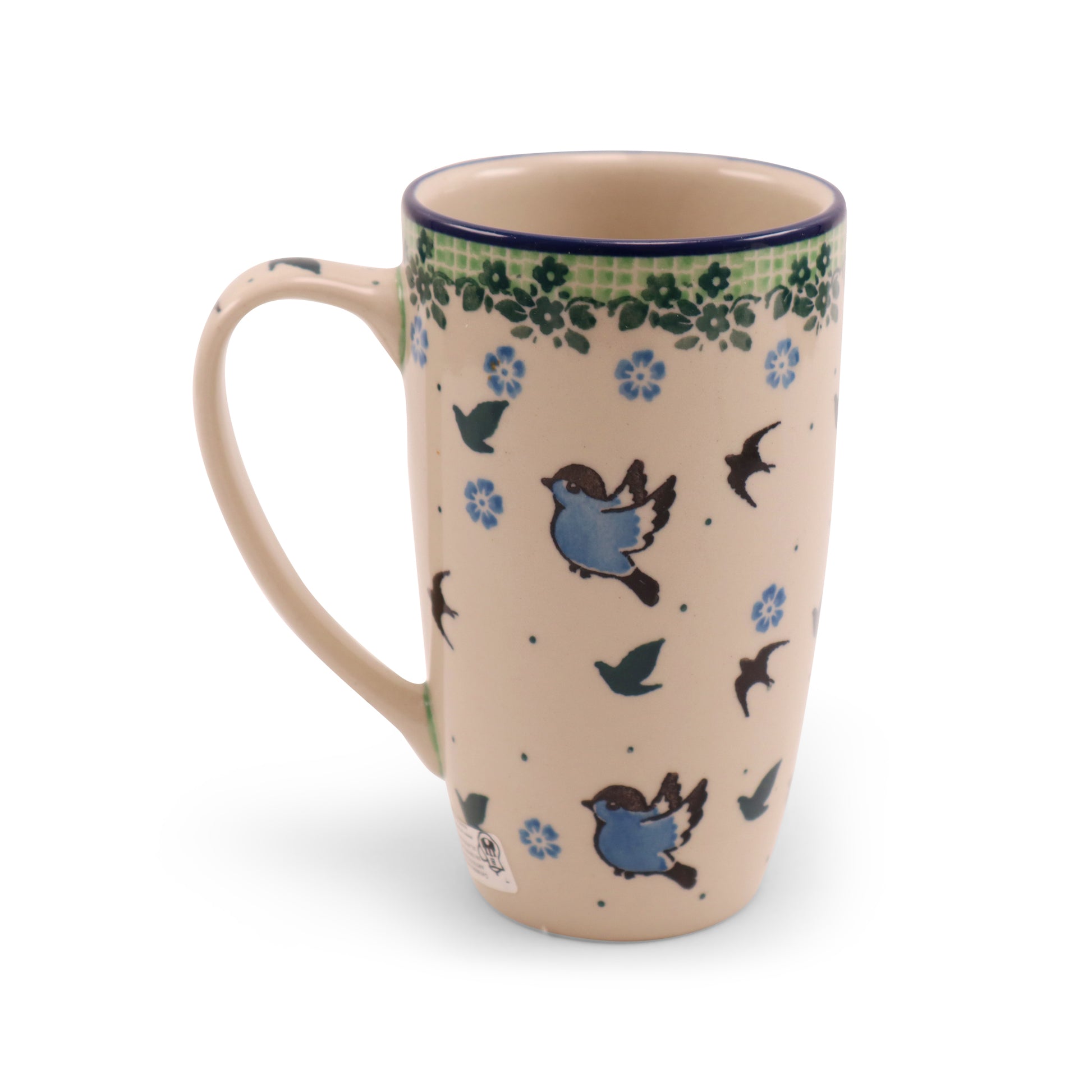 12oz Latte Mug. Pattern: Bluebirds