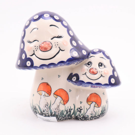 6"x4"x6.5" Smiling Mushroom Figurine. Pattern: Orange Mushroom