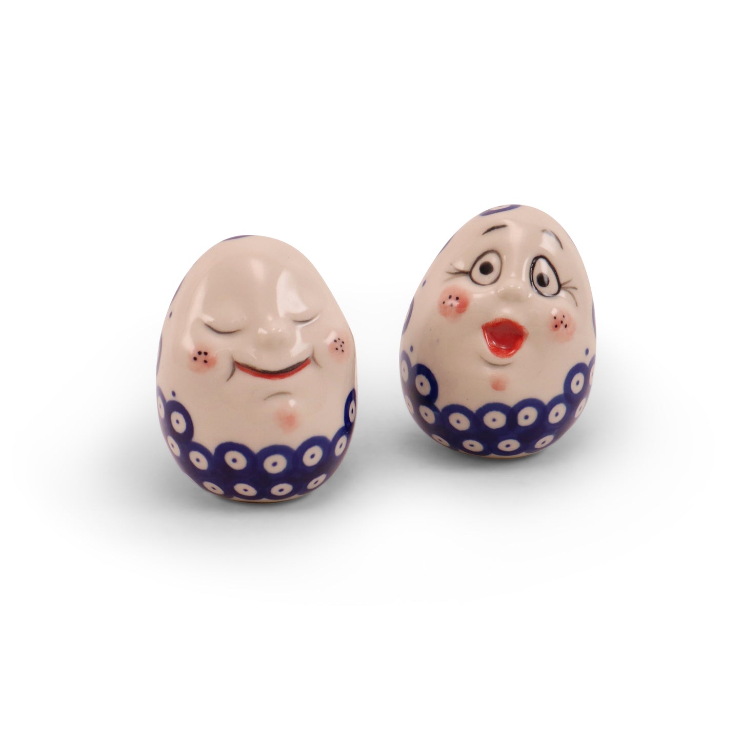 3" Egg Friend Figurine B Set of 2. Pattern: Owl Eye