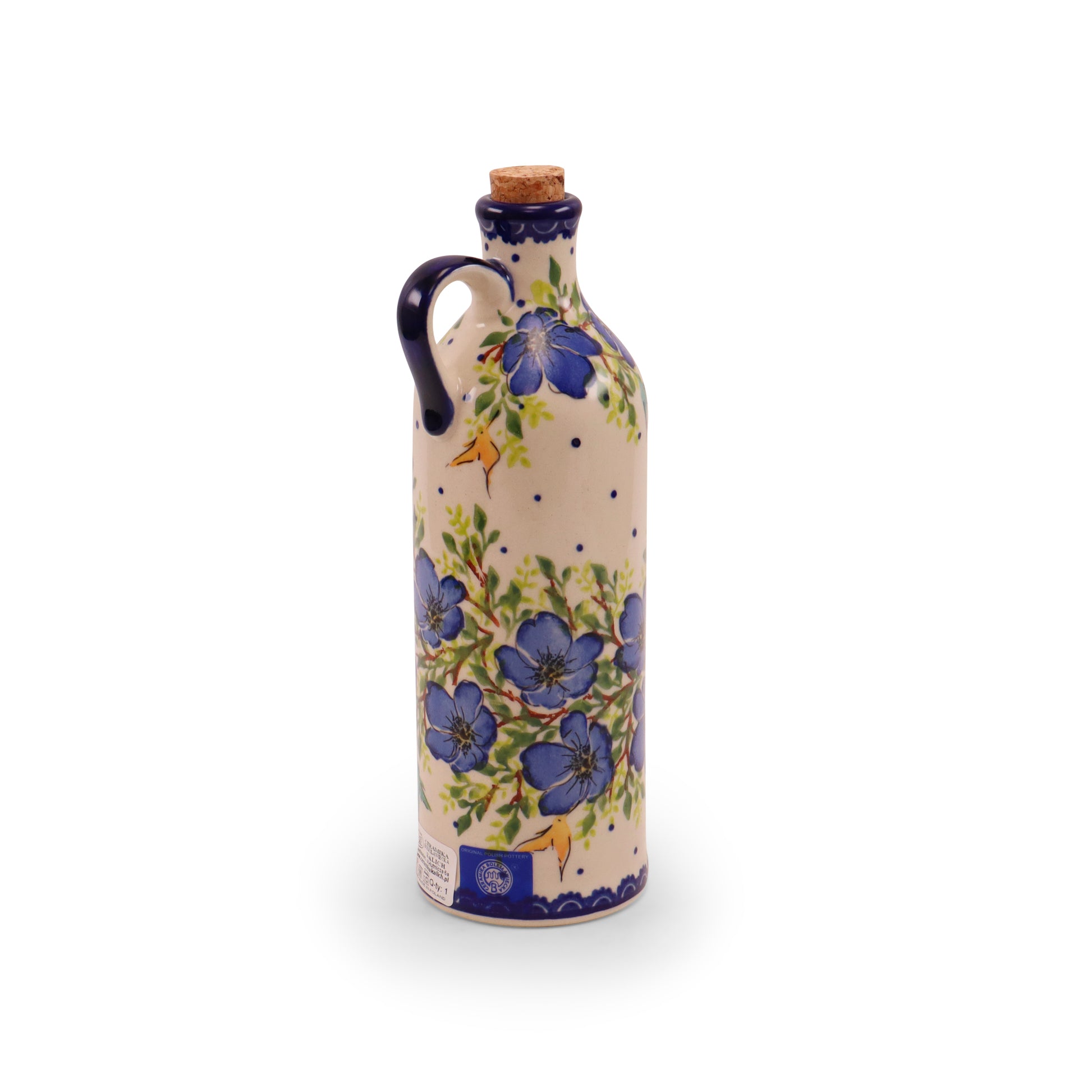 Oil Bottle 17oz. Pattern: Sapphire Blossom