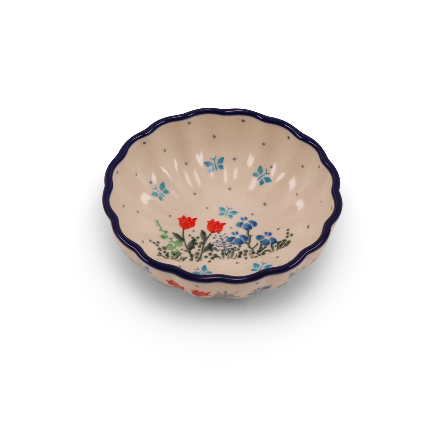 4.5" Scalloped Dish. Pattern: The Meadow