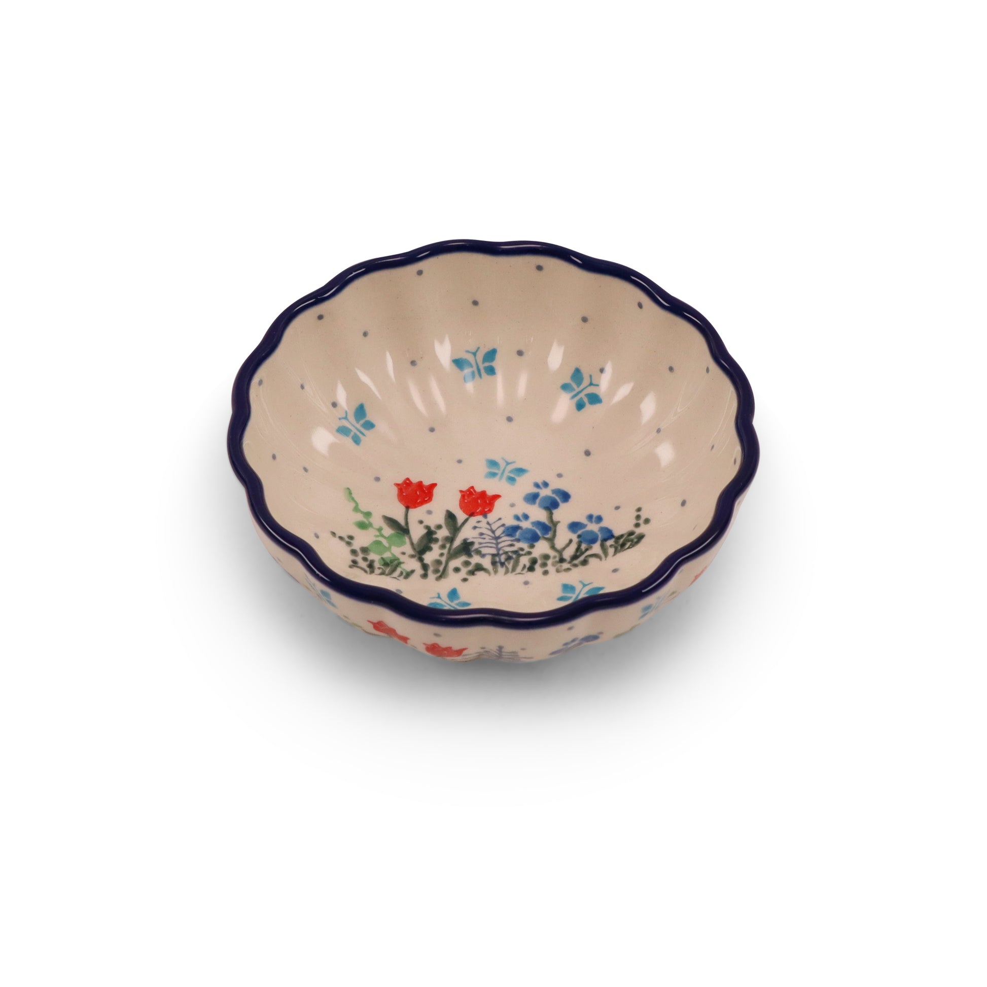 4.5" Scalloped Dish. Pattern: The Meadow