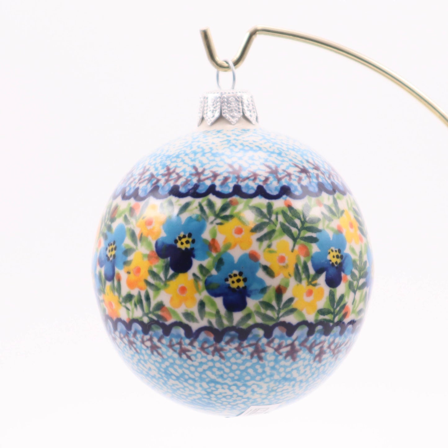 3" Round Ornament .Pattern: Blue Lace