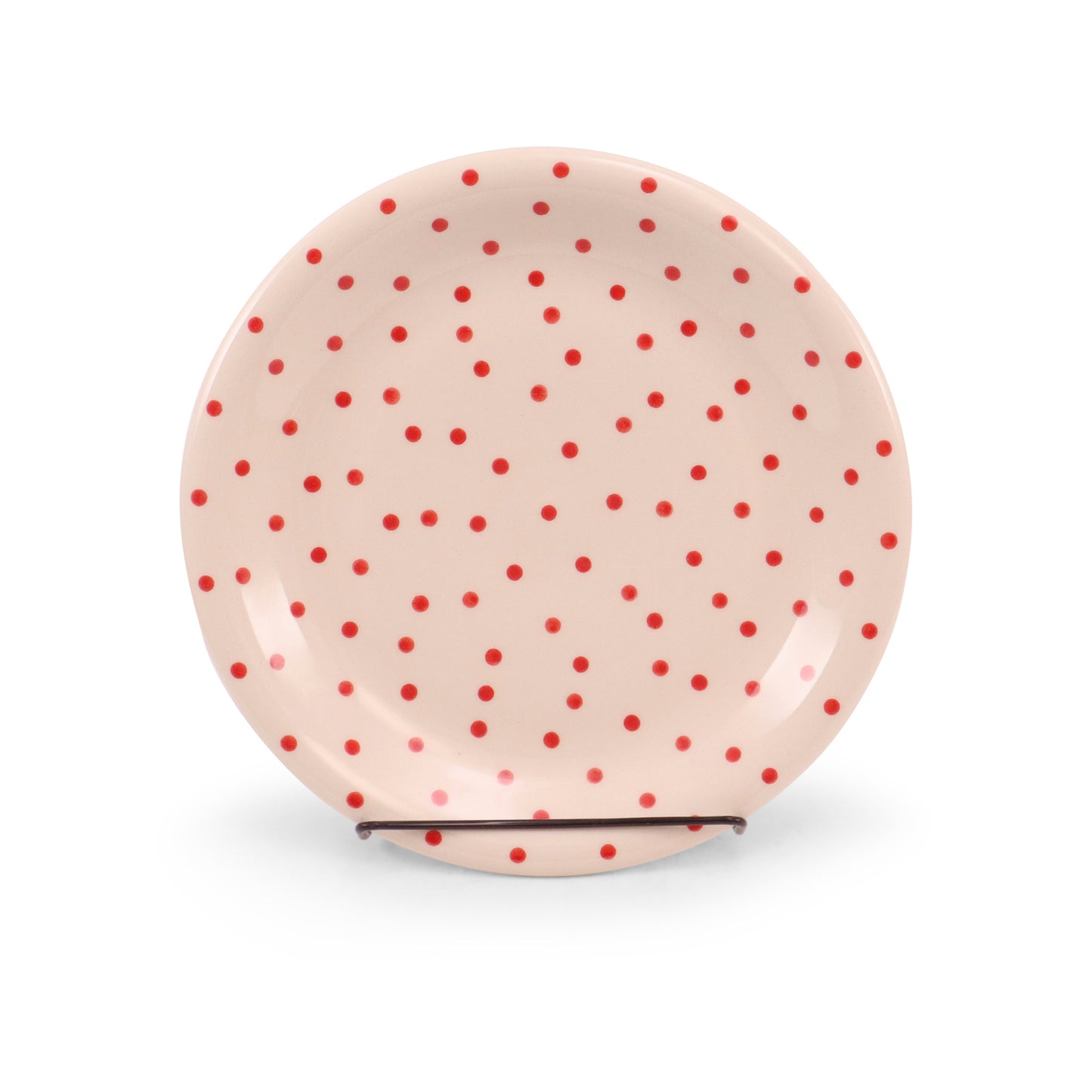 10" Dinner Plate. Pattern: Red Polka Dot