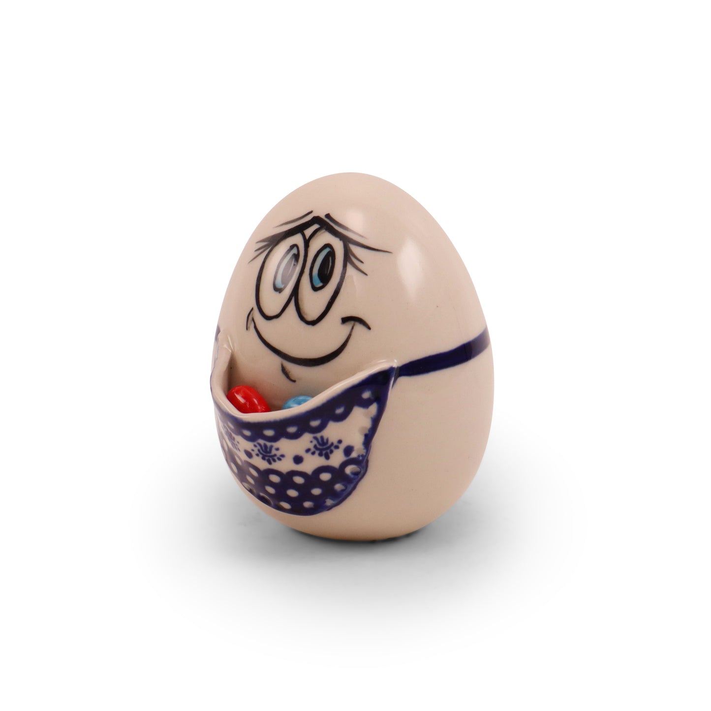 4" Medium Ceramic Egg. Pattern: With Apron