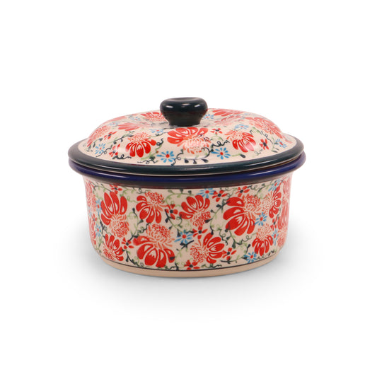 8"x5.5"x3" Tureen with Lid. Pattern: Floral Flame