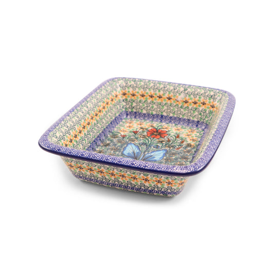 11"x9"x2.5" Rectangular Baker. Pattern: Garden Symphony